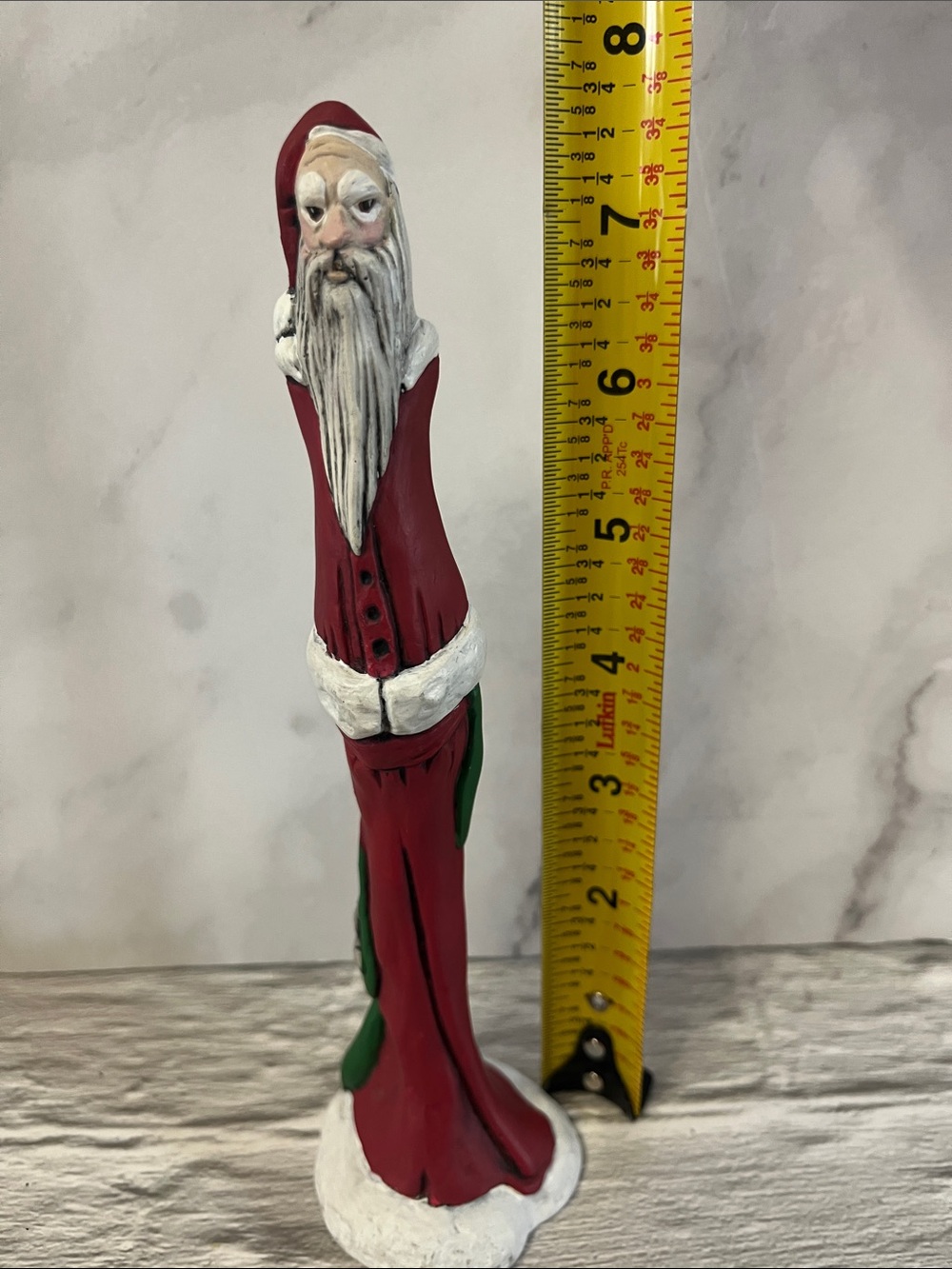 Vintage Handcrafted Ceramic Tall Skinny Santa Father Christmas Figure Signed '93 - Picture 8 of 8